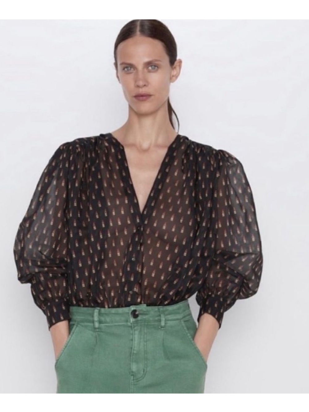 ZARA FLORENCE LIPSTICK/SEMI SHEER BLACK BODY SUIT Size(L) c8